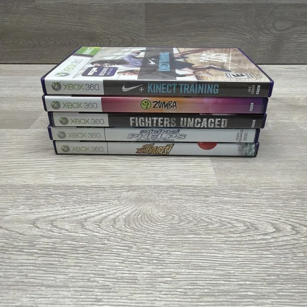 Xbox 360 Kinect Game Lot. 5 Games. Zumba, Training, Kinect Adventures, Swimming
